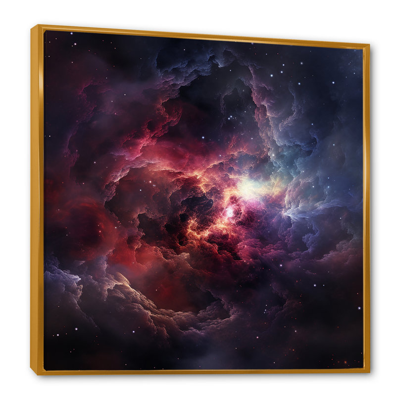 «Pink Galaxy Nebula Odyssey III - Galaxies», art mural, H 36 po x l 36 po x P 1,5 po, Cadre flottant doré