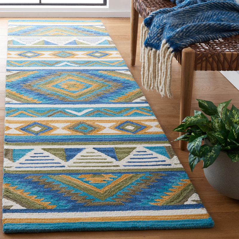 Bryenna Hand Tufted Wool Geometric Rug, Runner 2'3" x 9'