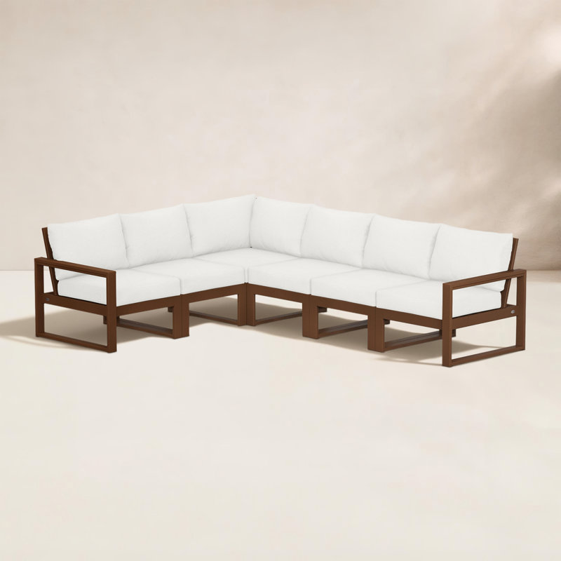 EDGE 6-Piece Modular Deep Seating Set, Natural Linen, Teak