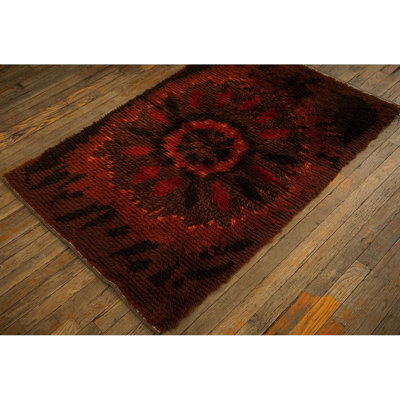 Tapis brun en laine des années 1950