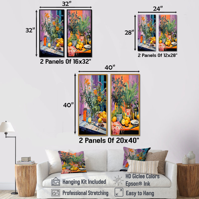 Ensemble de salon Fauvist Herbs, H 28 po x l 25 po, Toile tendue