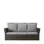 Canapé de patio 67,7 po en osier 3 places avec coussins gris épais et structure noire-131105365
