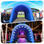 Entrée de tunnel gonflable bleue 20 x 10 x 10 pi avec souffleur, tente gonflable de tunnel d'événement pour les entrées de l'équipe, les présentoirs de marketing et les expositions-386031568-378666995