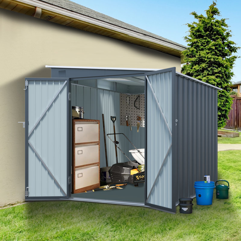 Remise de rangement extérieure en acier galvanisé 6X8pi avec portes doubles verrouillables