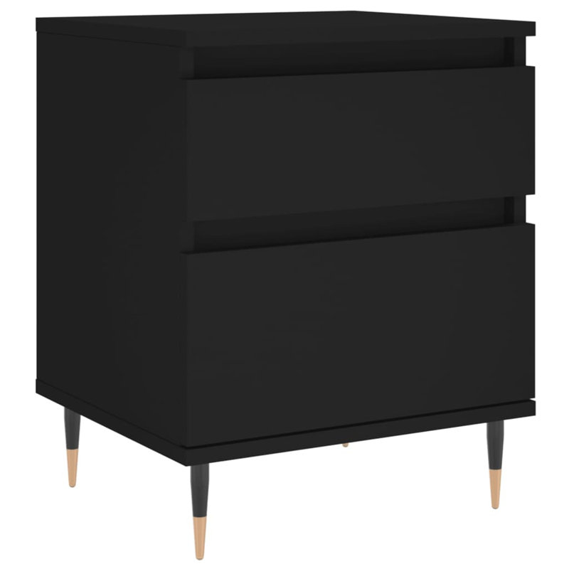 Mironda 40cm W Manufactured Wood Bedside Table, Black