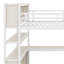 Lit mezzanine moderne en métal avec garde-robe, bureau en L, cubes de rangement et tablettes de rangement ouvertes-863929644