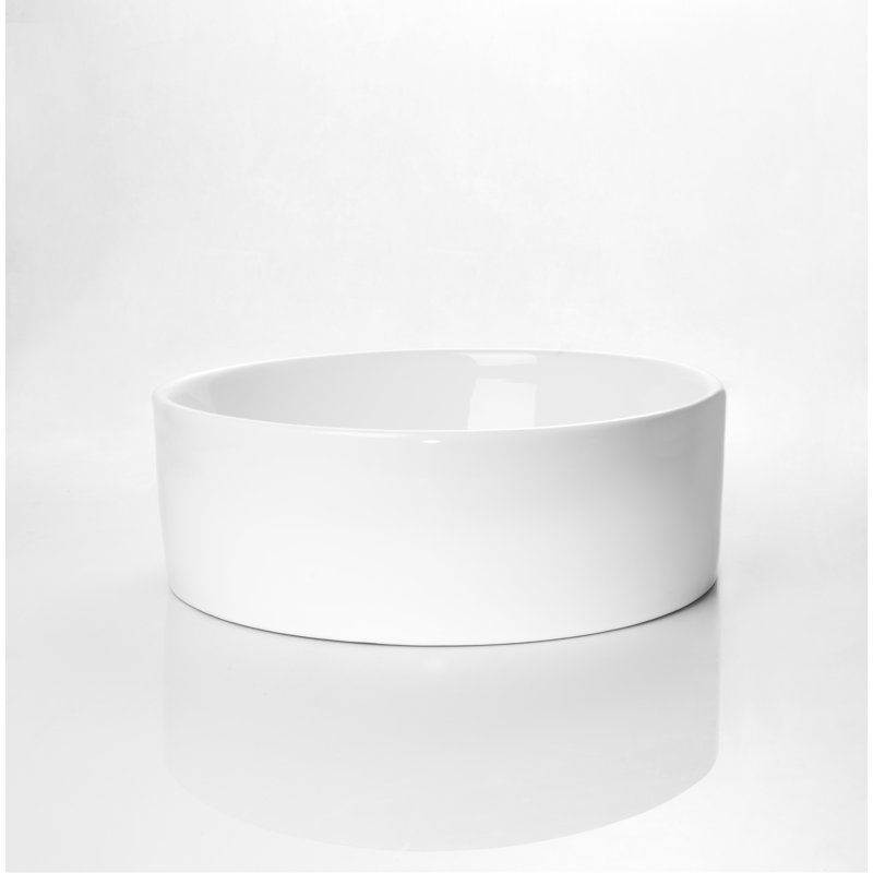 Dyconn Faucet Glossy White Ceramic Circular Bathroom Sink