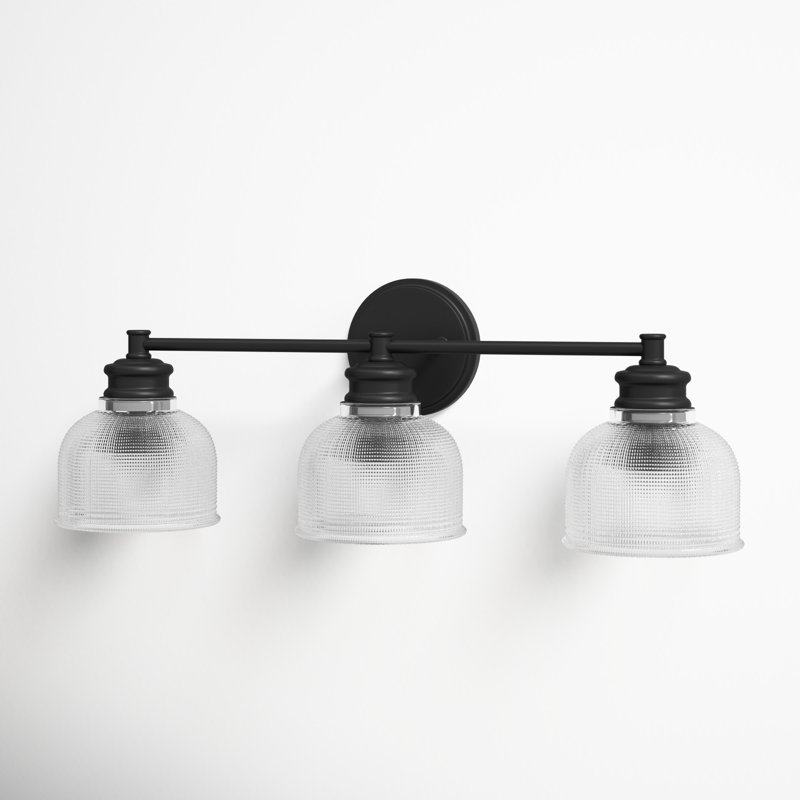 Matte Black 3-Light Vanity Fixture with Clear Glass Shades
