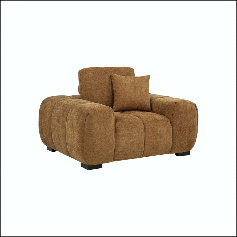 Chaise d'appoint rembourrée avec courbes sculpturales et capitonnage à rainures - ambre, Amber