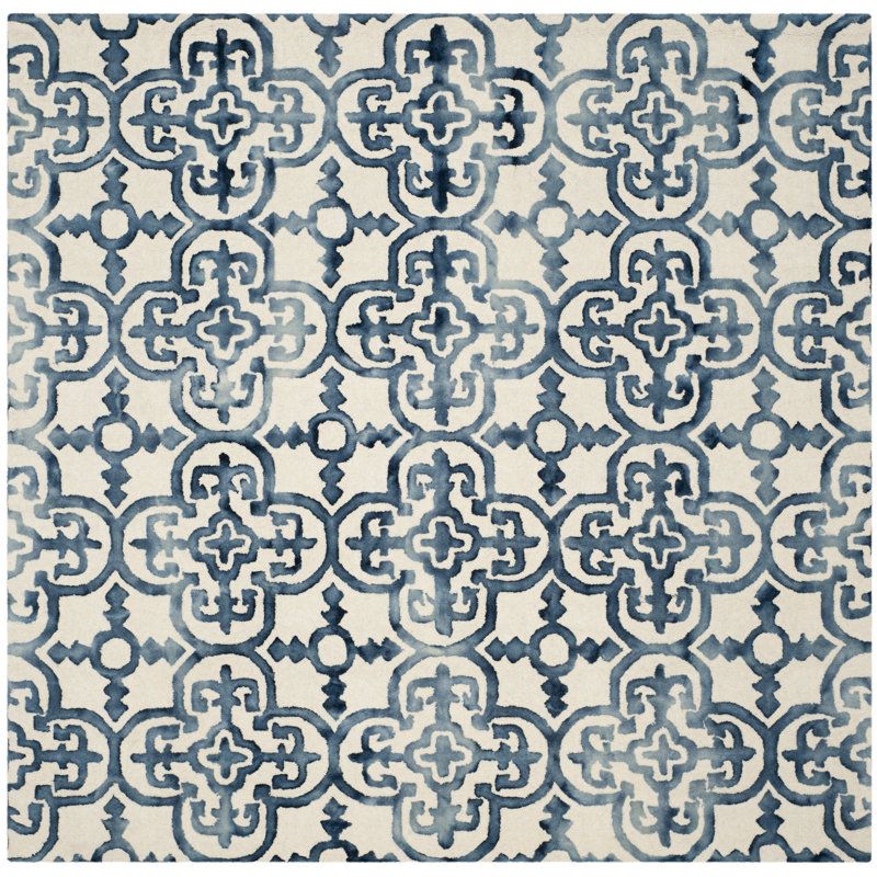 Lumsden Hand Tufted Wool Geometric Rug, Square 7'