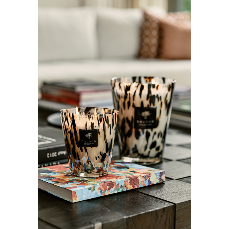 Pearls Black Candle, 9.45" H x 7.41" W x 7.41" D