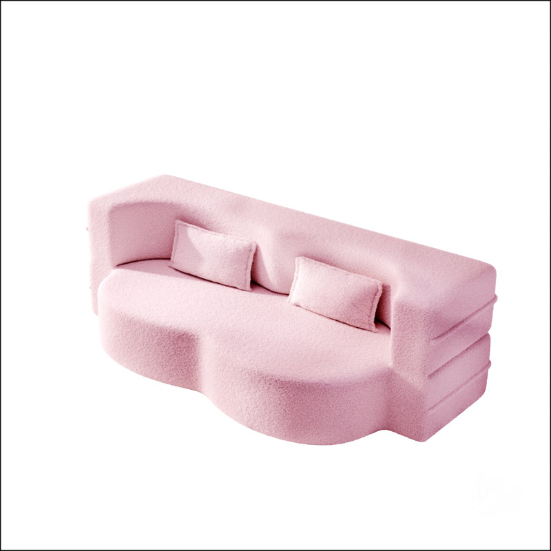 Canapé-lit convertible en tissu avec 2 coussins Modern, Rose