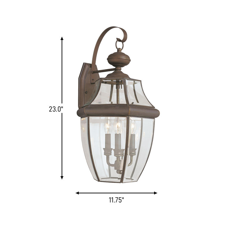 Lancaster Three Light Outdoor Wall Lantern from Generation Lighting , Antique Bronze, No