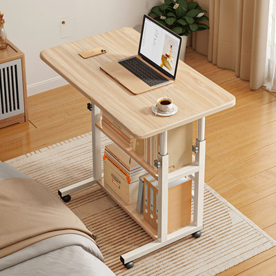 Height Adjustable Computer Desk Mobile Table with Shelves