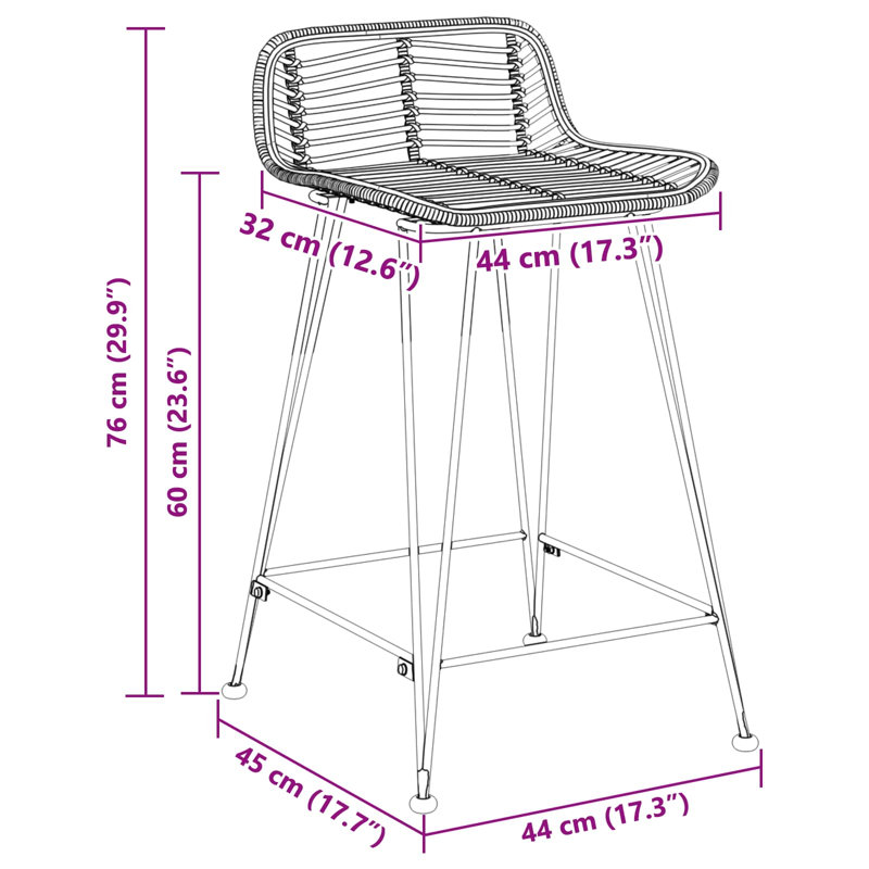 Counter Stool with Metal Frame, Natural