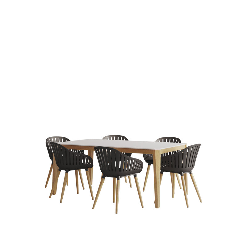 Ensemble de salle à manger Midtown, Noir, 7 pièces : table, 6 chaises