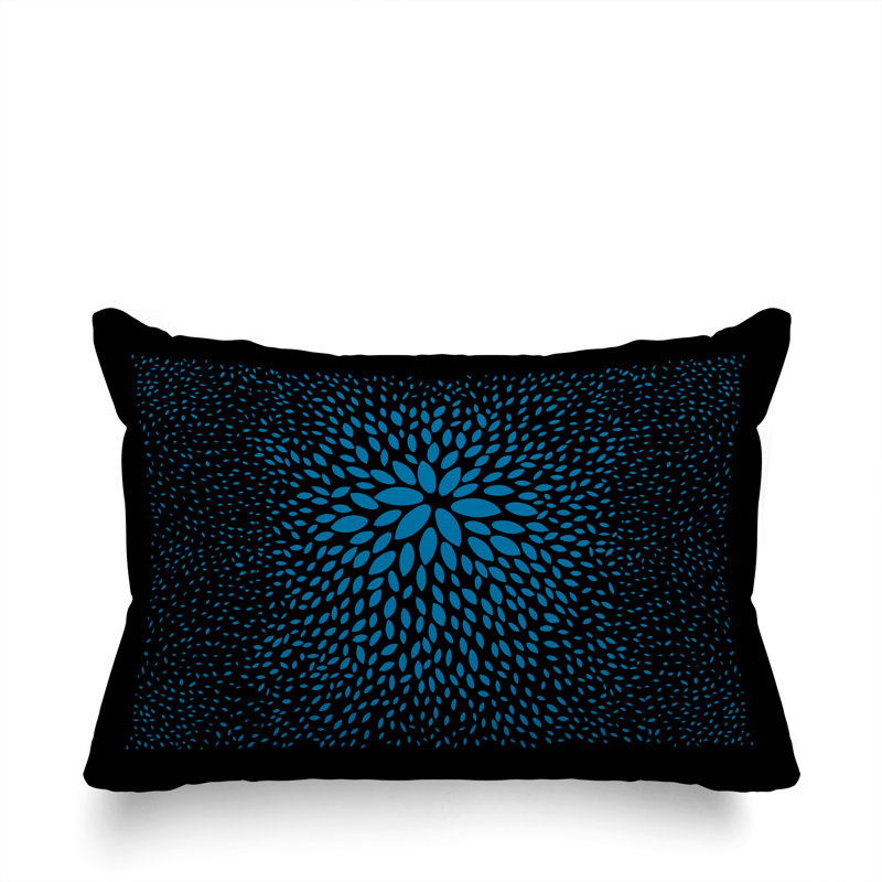 Housse et insert de coussin rectangulaire intérieur / extérieur en polyester filé Bavière, Turquoise / noir