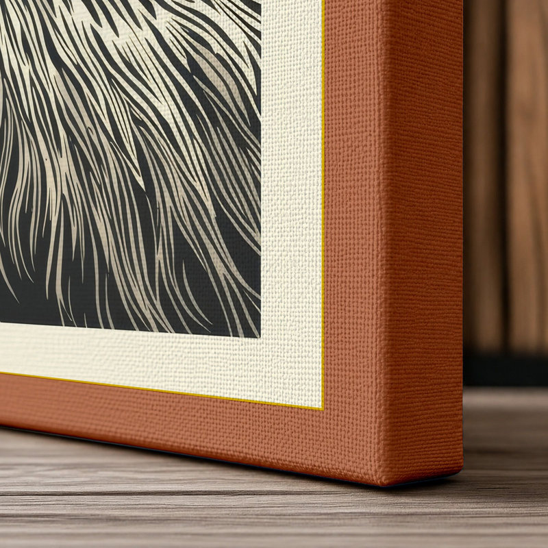 Sloth Among Leaves Boho - Wrapped Canvas, 36x24 - 91.4 x 61.0 cm, Terracotta Border