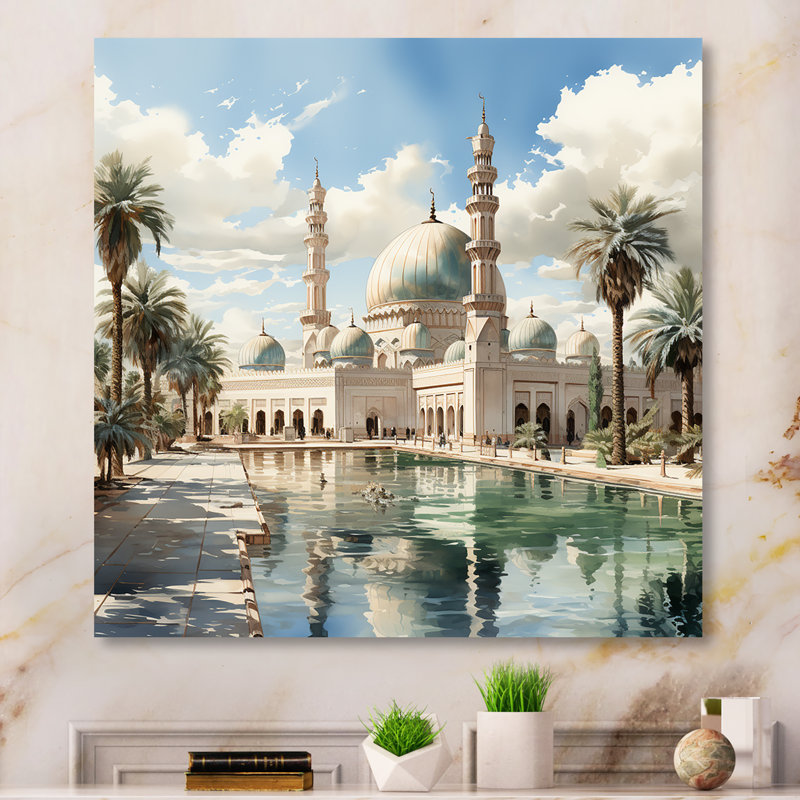 White Emirates Islam Sheikh Zayed Mosque I - Islam Metal Wall Art, 16" H x 16" W