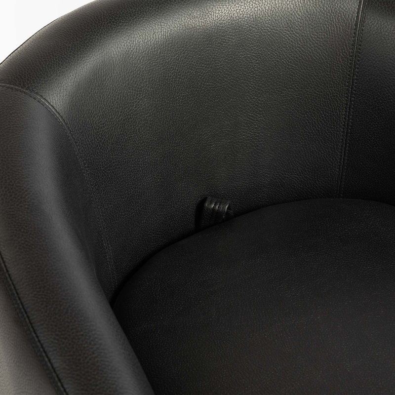 Chryssi Faux Leather Swivel Barrel Chair, Black