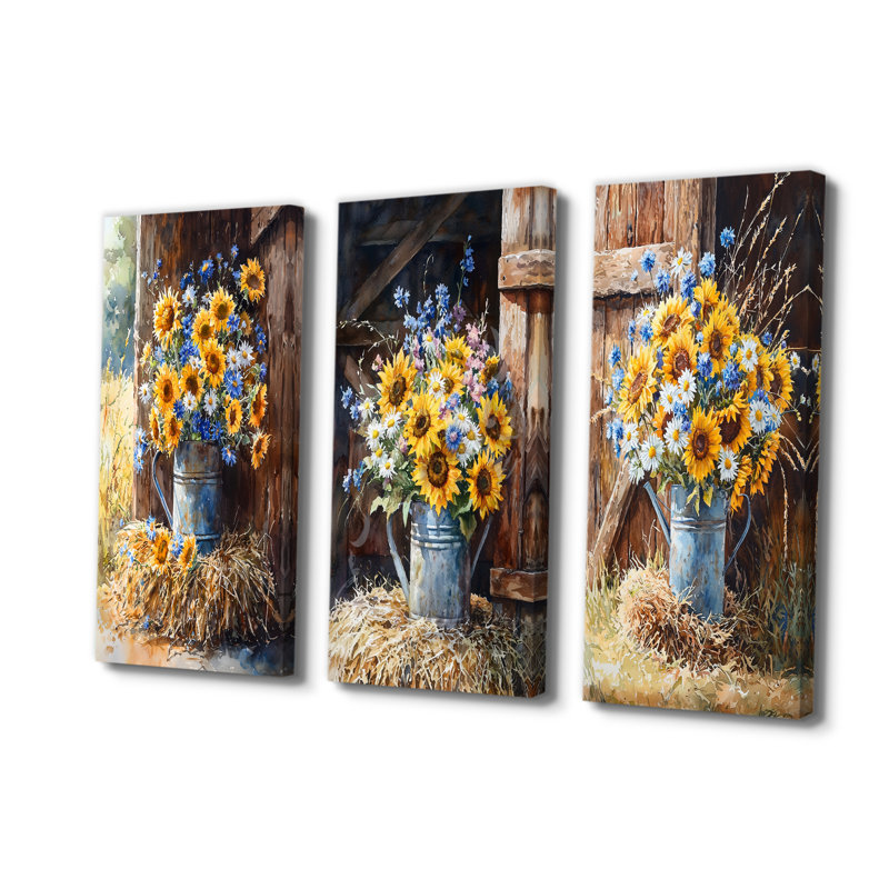 Fleurs assorties - Collection d'art mural traditionnel, Toile tendue, H 28 po x l 36 po, Ne s’applique pas