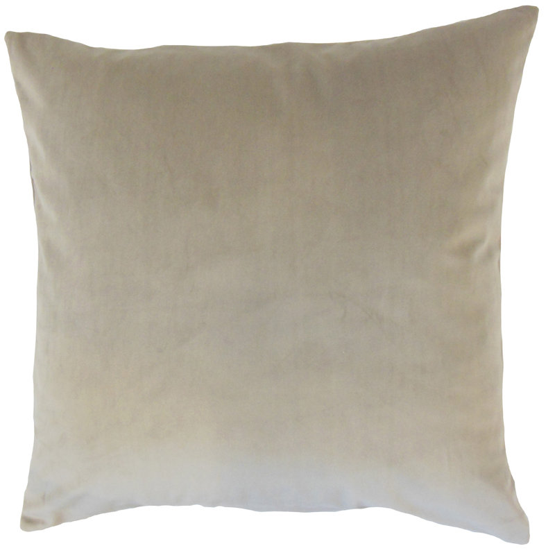 Housse et insert de coussin carré en velours, Perle, Mélange de duvet, H 18 po x l 18 po