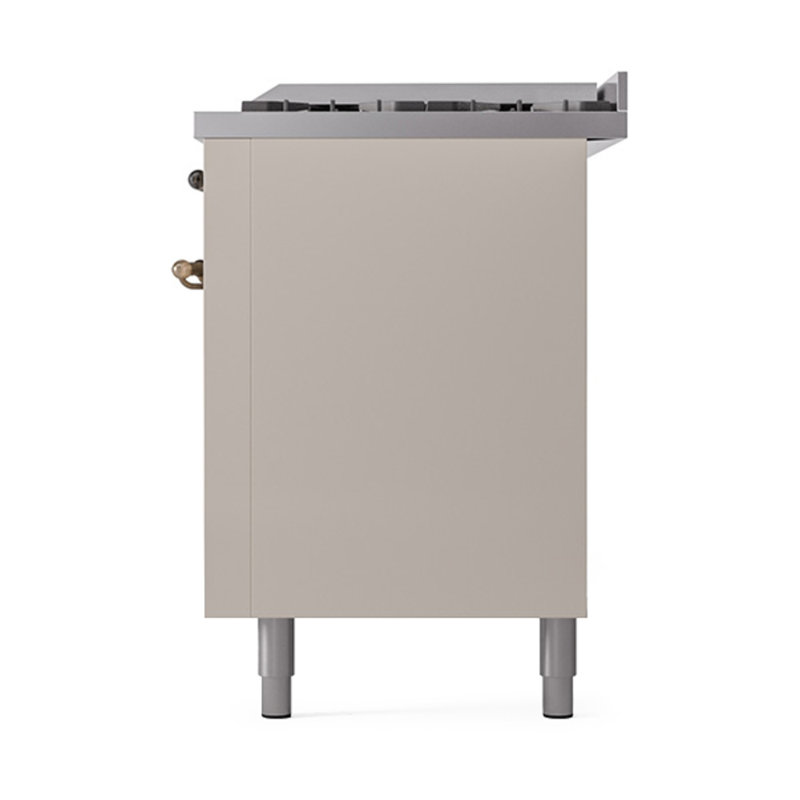 ILVE Nostalgie II Noblesse 60 in Dual Fuel Range, 9 Burner, Griddle, Liquid Propane, Antique White/Burnished