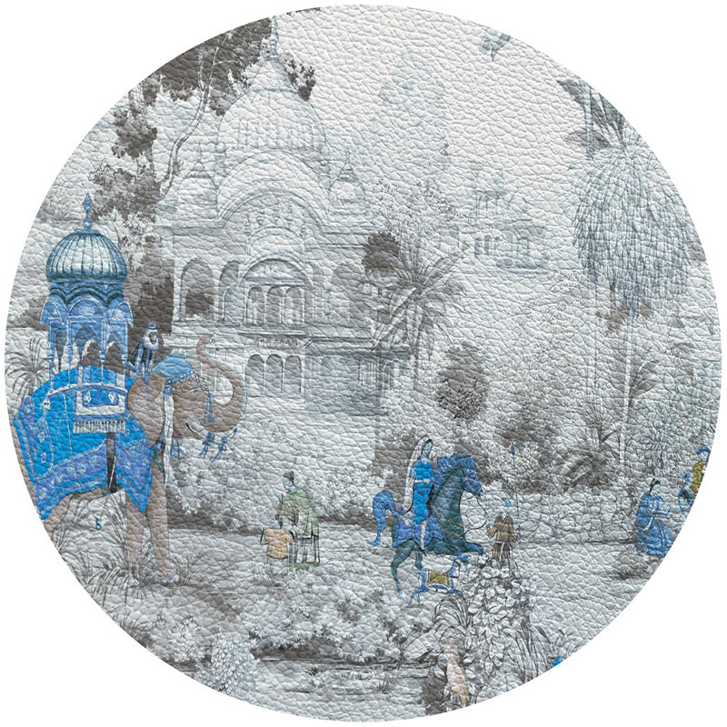 India Scene 16'' Vinyl Placemat, Cornflower
