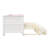 Twin XL to King Size Upholstered Daybed with Two Storage Drawers, Adjustable Backrest, White & Pink