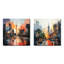 «Houston City Sunset Dream I», ensemble d'art mural en métal carré de Houston-37022579