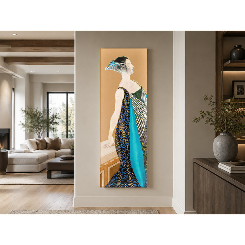 Elegante en robe de soirée, 10" W x 30" H