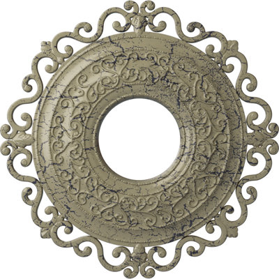 Médaillon de plafond Endurathane Orrington, diamètre extérieur de 22 po x P 6 1/4 po x P 1 3/4 po (convient aux auvents jusqu'à 6 1/4 po), finition craquelée en pierre de château peinte à la main