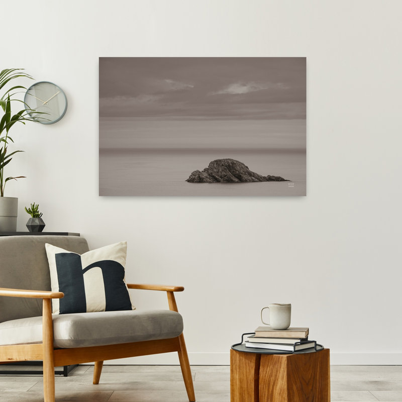 Art contemporain, paysage côtier abstrait, H 24 po x l 36 po