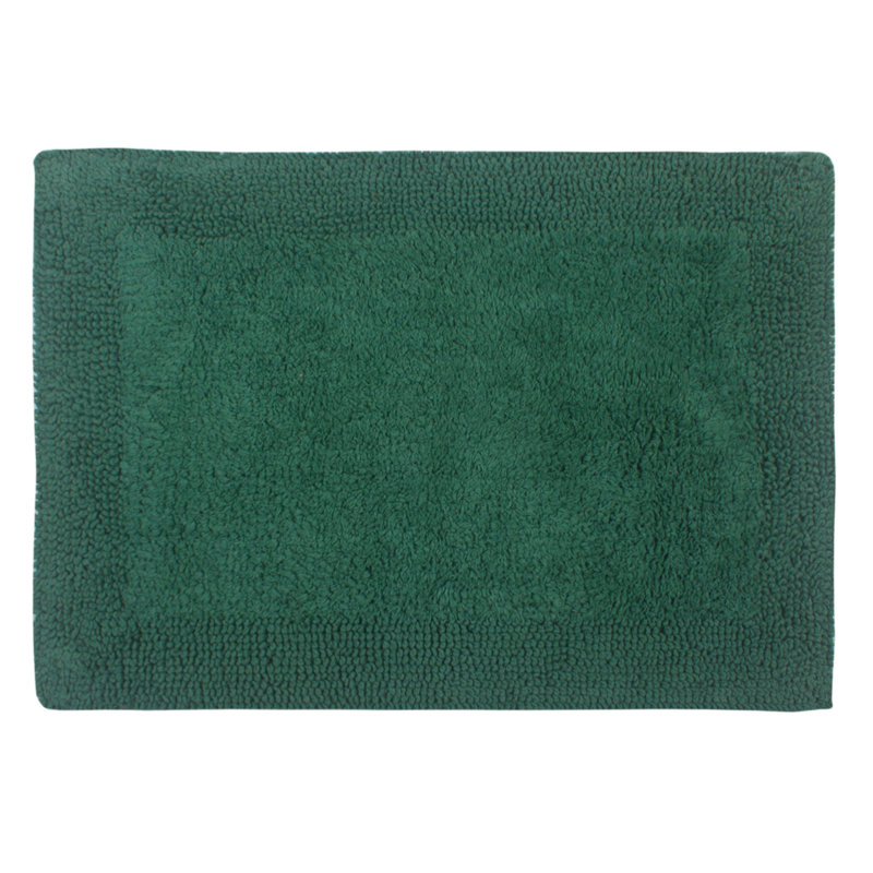 Bruss Luxury Solid Color Bath Rug Reversible, 17" W x 24" L, Bottle Green