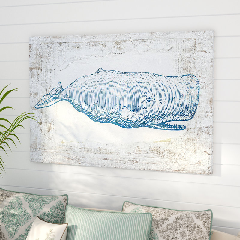 Baleine bleue - impression sur toile tendue, H 20 po x l 30 po, Toile tendue, Sans cadre