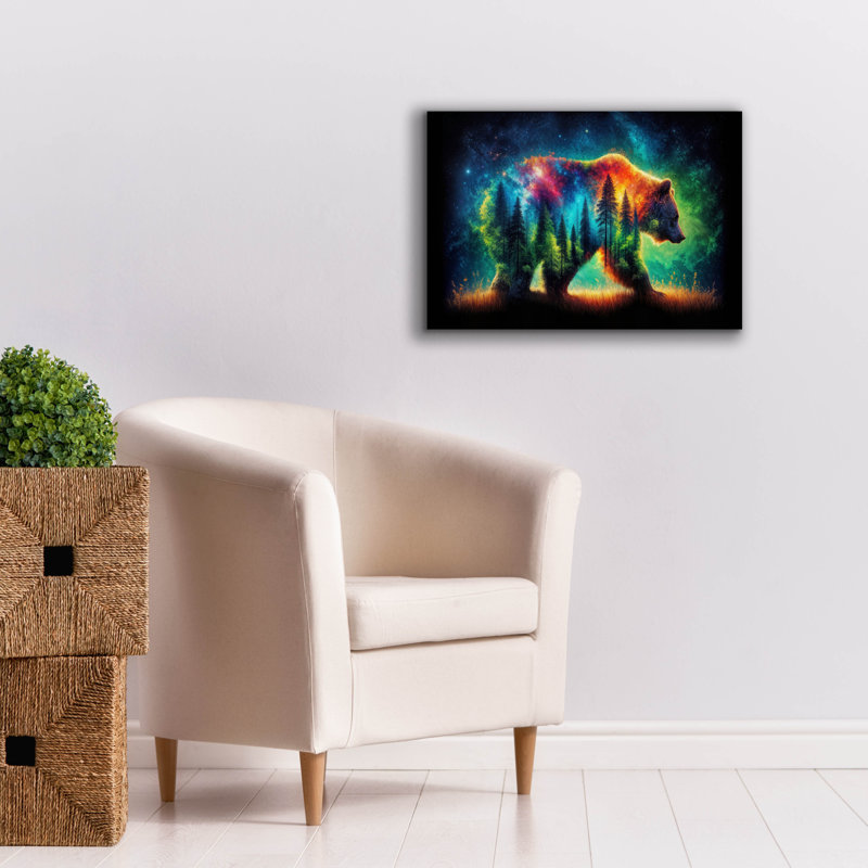  «Vibrant Bear 2» par Rey Klimt, art mural sur toile, 26 po x 18 po