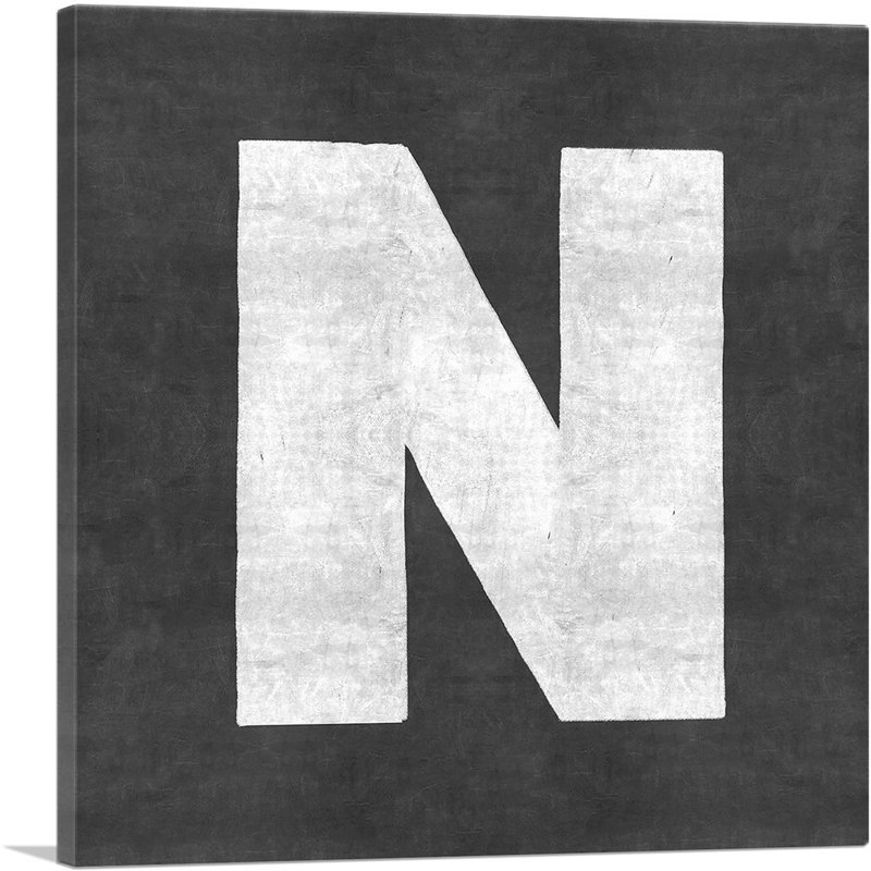 «Chalkboard Alphabet», lettre N - Reproduction d'art textuel sur toile tendue, H 12 po x l 12 po x P 0,75 po