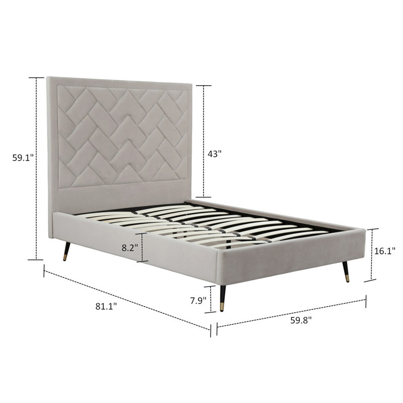 Toshiye Upholstered Platform Bed, Full / Double, Beige