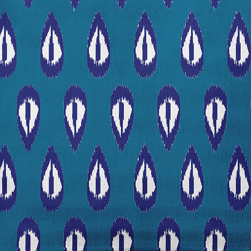 Coussin décoratif intérieur / extérieur Happy Hippy Ikat Tears, Bleu, 14 po x 20 po