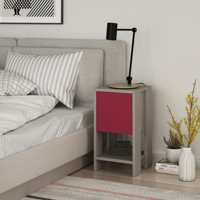 Table de chevet Ackerley, Moka clair / bourgogne
