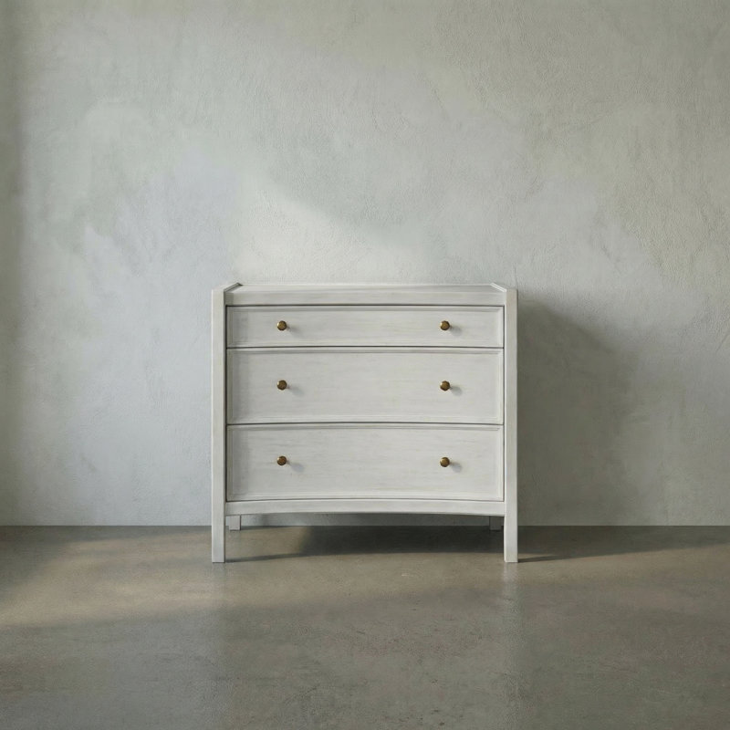 Hampton 3 - Drawer Solid Wood Nightstand, White Wash