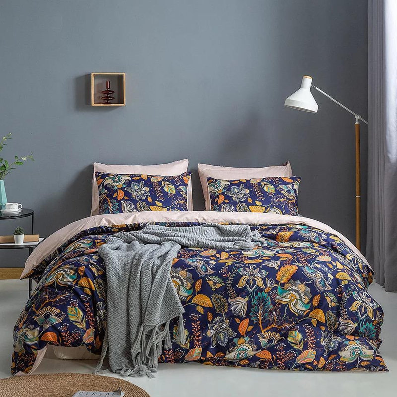 Polyester Floral Duvet Cover, King Duvet Cover + 2 Shams