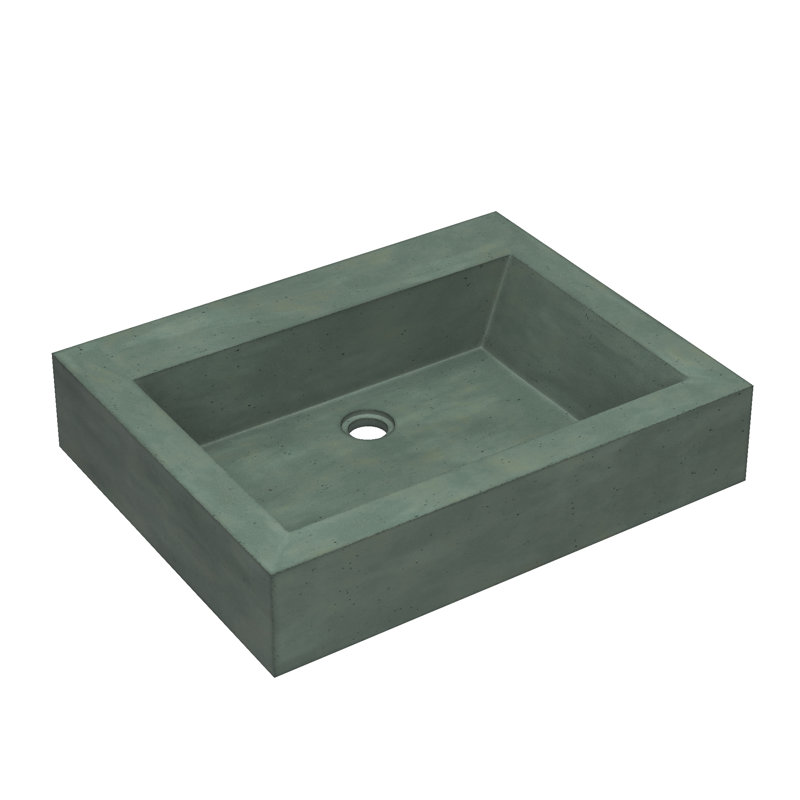 Lavabo de salle de bain mural rectangulaire en béton Natoma, Forêt, Aucun trou de robinet