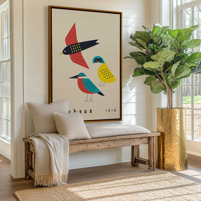 Toile roulée Bauhaus Birds of 1919, Cadre flottant blanc opaque, H 12,75 po x l 8,75 po x P 1,75 po