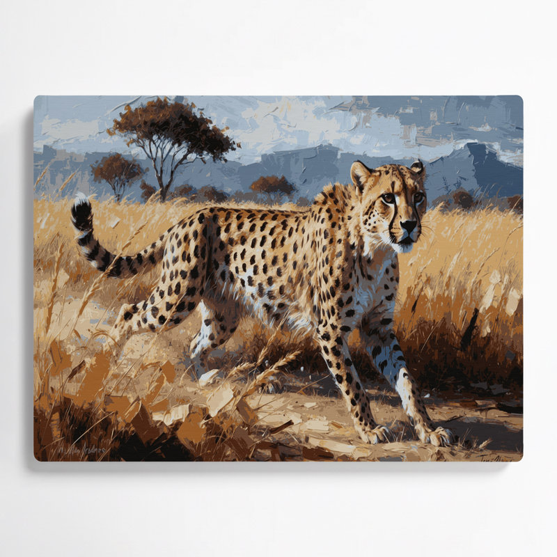 "Big Cats", guépard tanzanien, art mural en métal beige, H 8 po x l 10 po