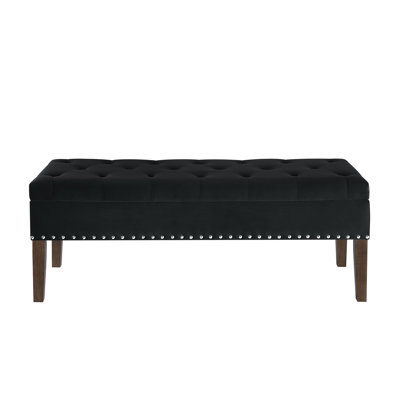 Derek Velvet Tufted Ottoman with Hidden Storage by House of Hampton