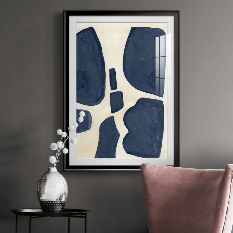Bleu pièces II - reproduction de cadre photo, H 42,5 po x l 30,5 po x P 1 po, Noir