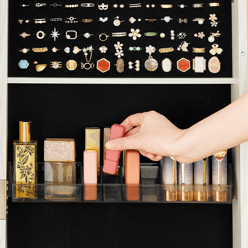 Armoire à bijoux avec miroir, Blanc