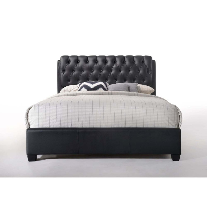 Vegan Leather Sleigh Bed, King