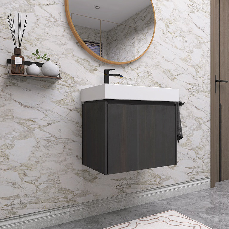 Meuble-lavabo avec plateau Jaiel, Noir